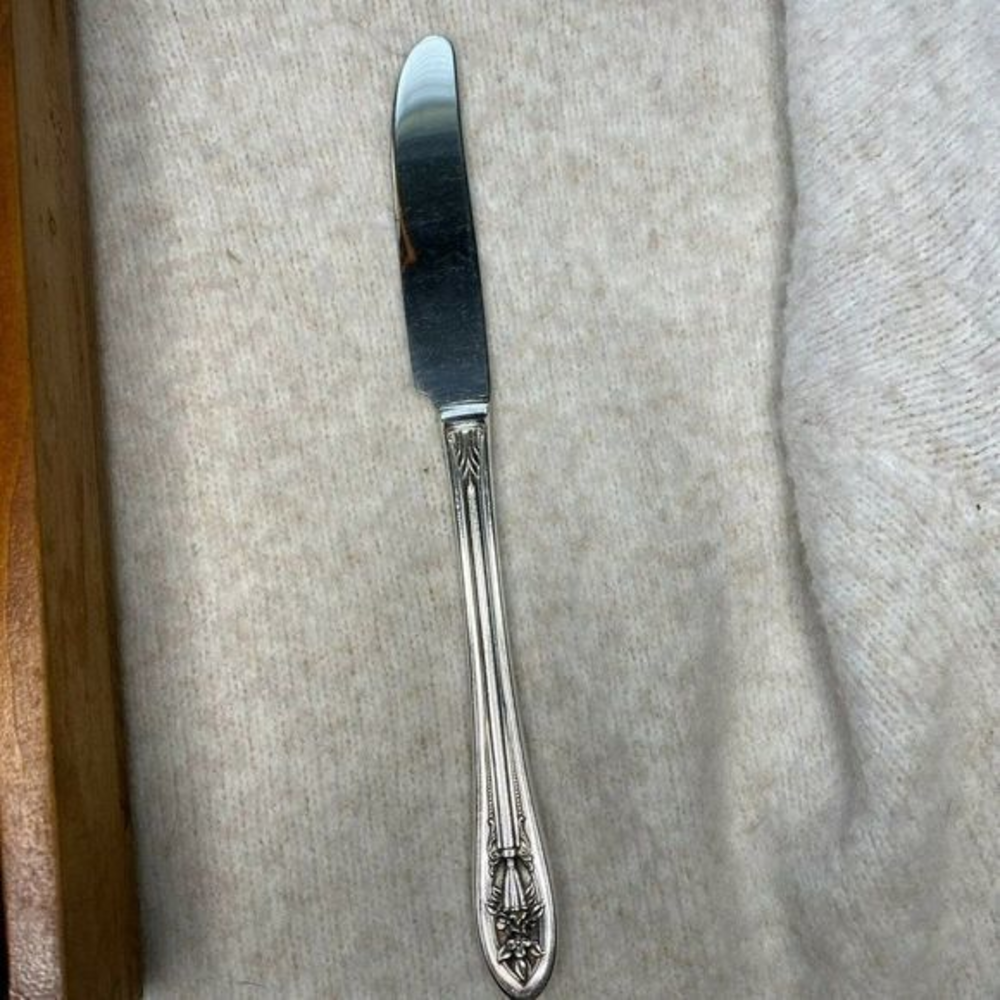 WALLACE SILVER Hollywood‎ pattern Luxor Plate Dinner Knife Circa 1937 Vintage